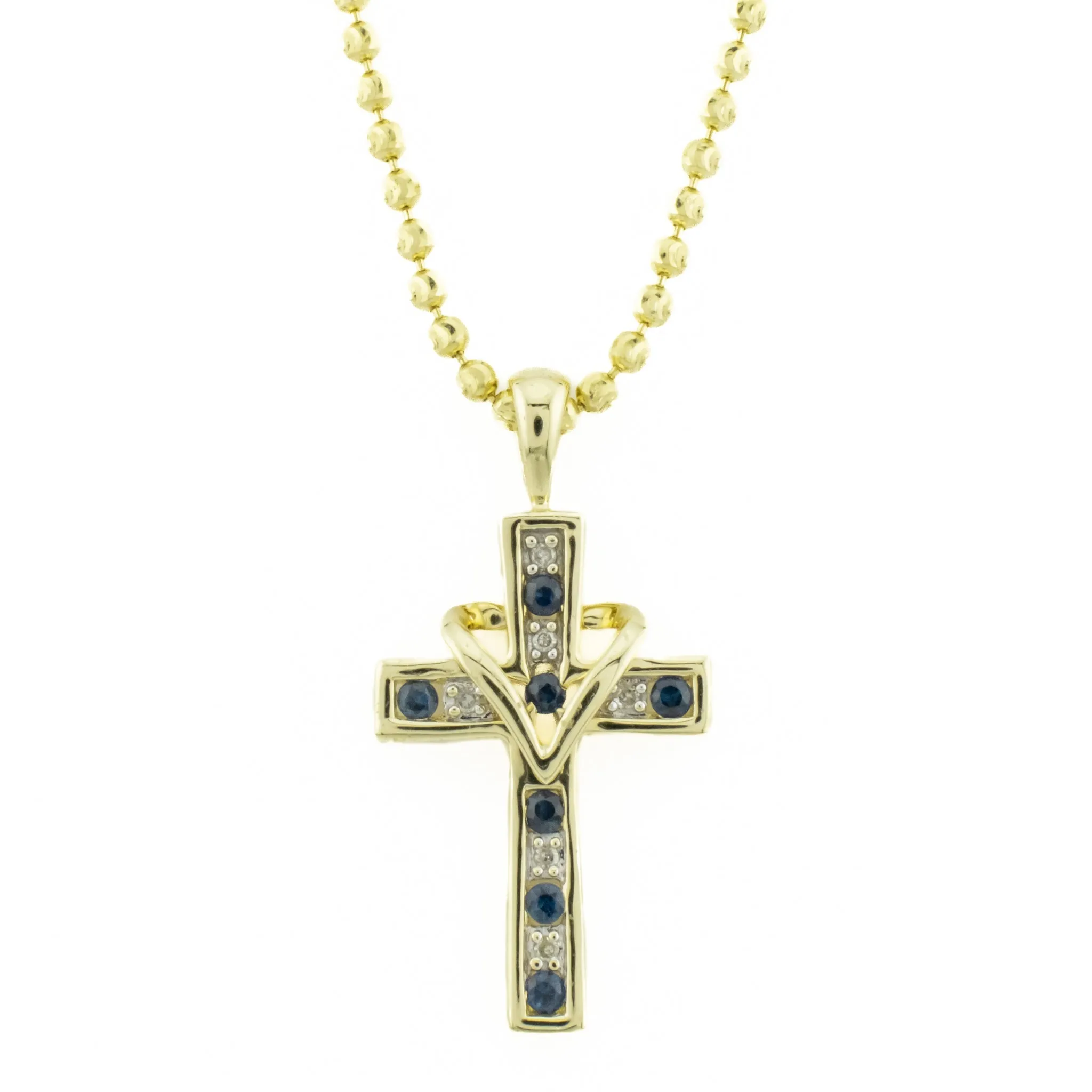0.24ctw Sapphire & Diamond Accented Pendant in 10KYellow Gold - No Chain