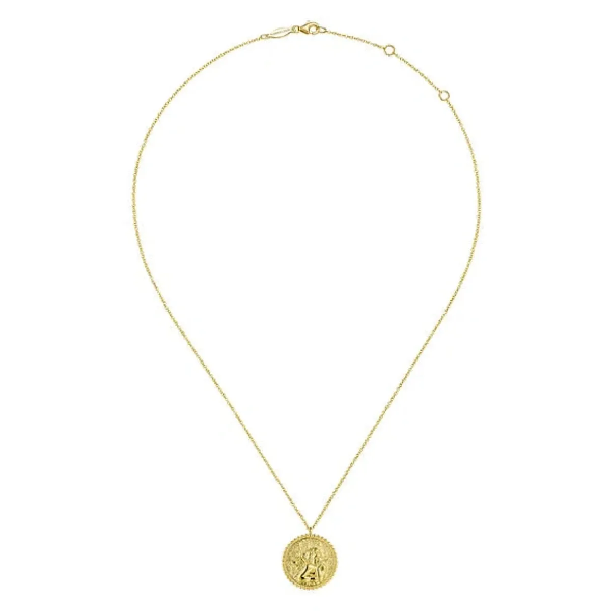 14K Y Gold 20mm Angel Pendant with Beaded Frame