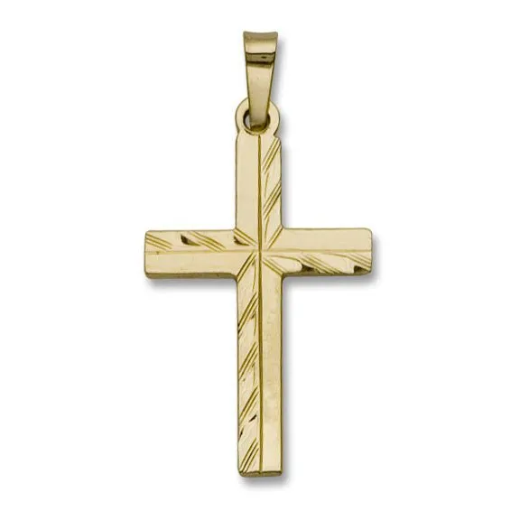 14K Y Gold Dia Cut Cross 1.1grms