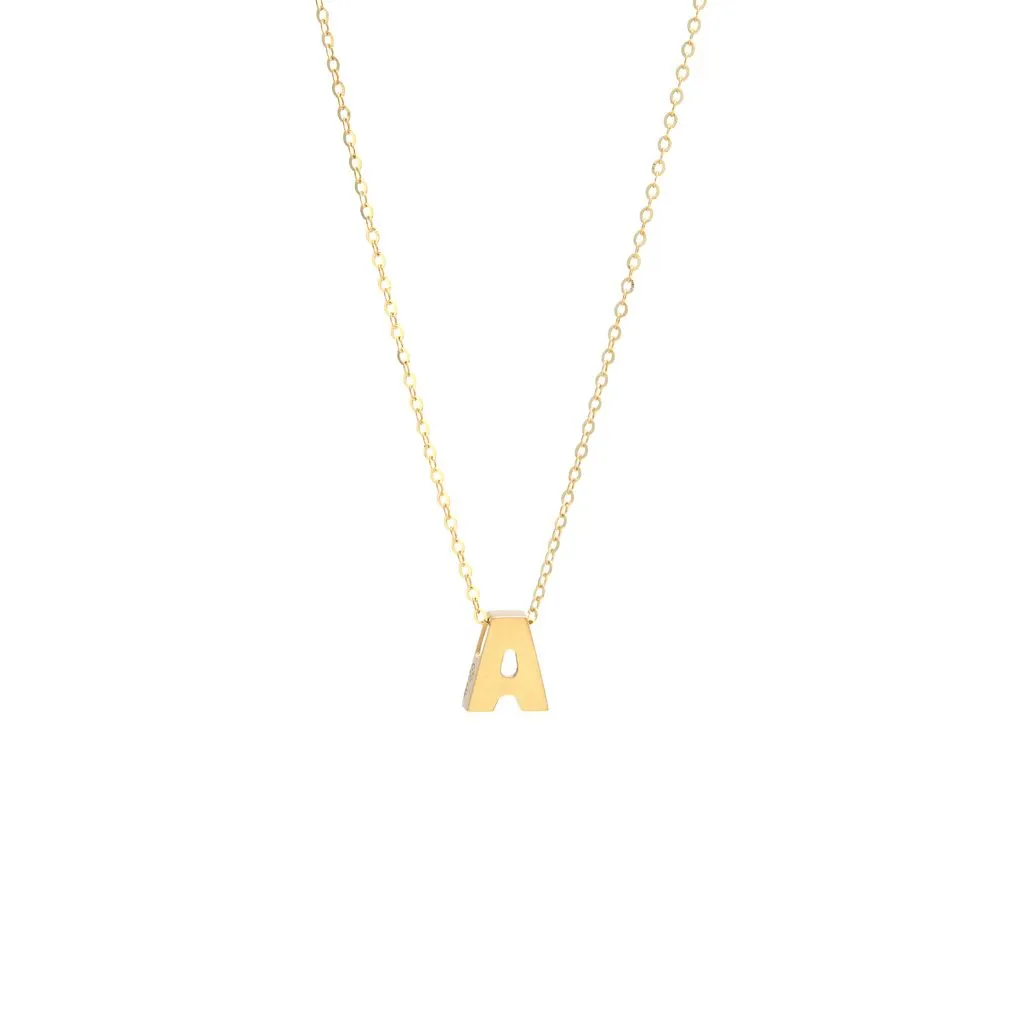 14K Y Gold initial 'A' pendant
