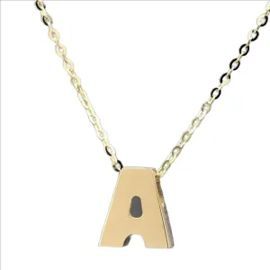 14K Y Gold initial 'A' pendant