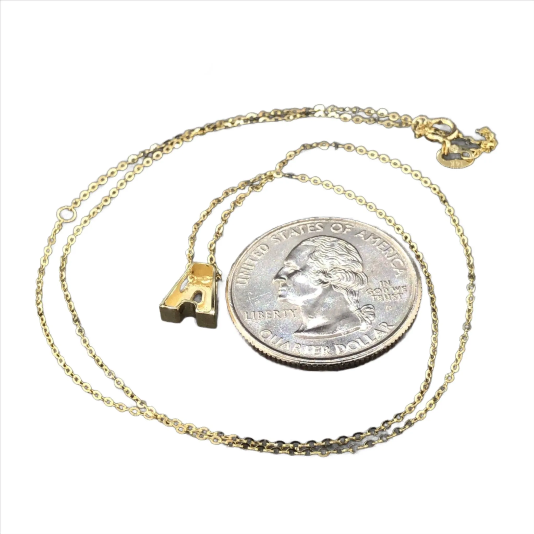 14K Y Gold initial 'A' pendant