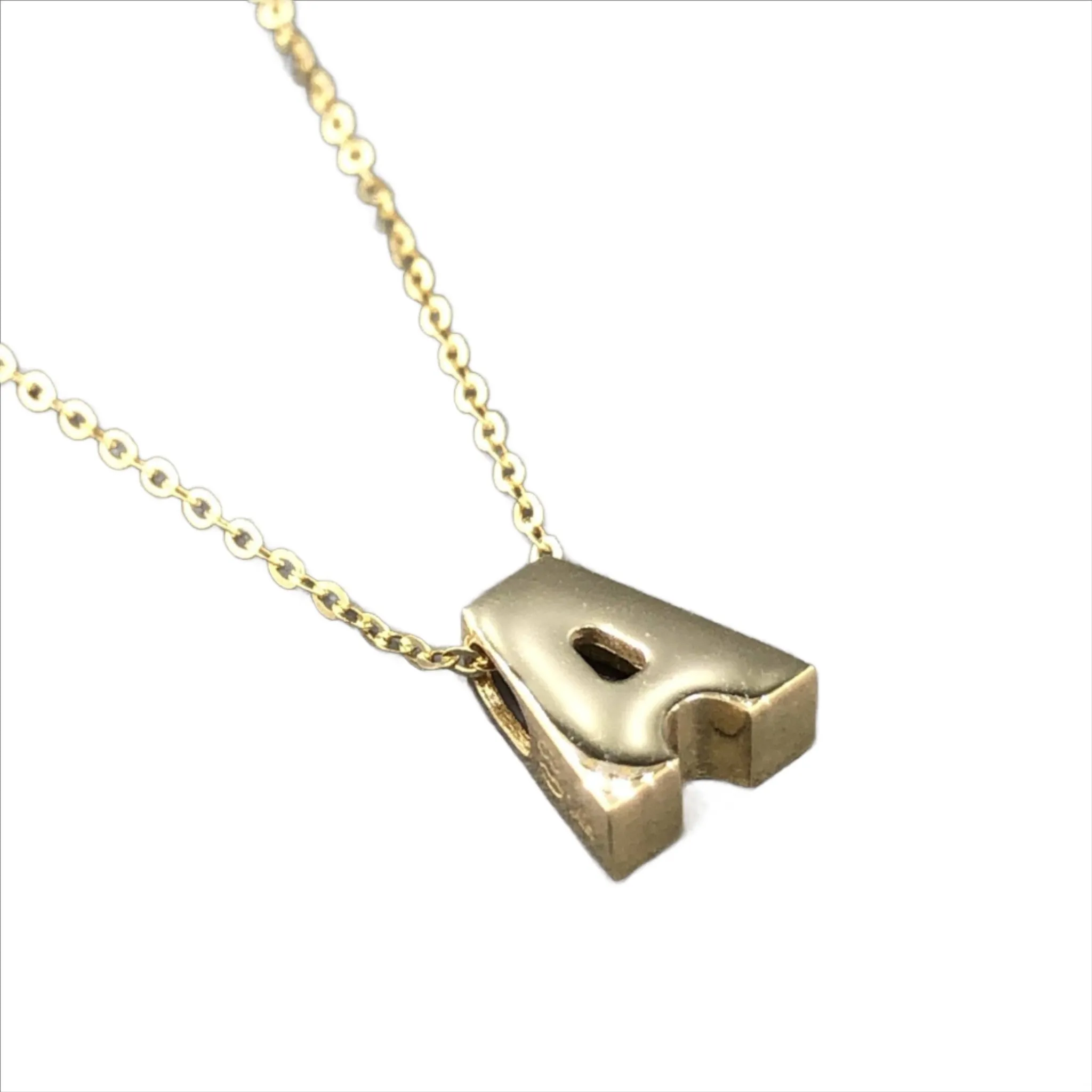 14K Y Gold initial 'A' pendant