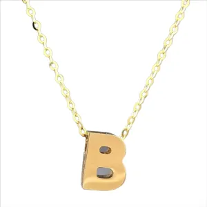 14K Y Gold initial 'B' pendant