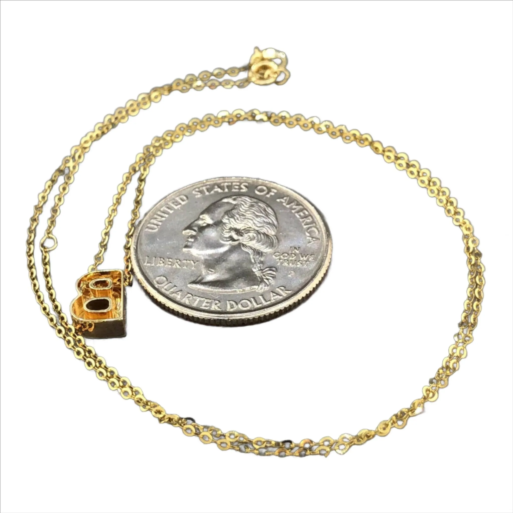 14K Y Gold initial 'B' pendant