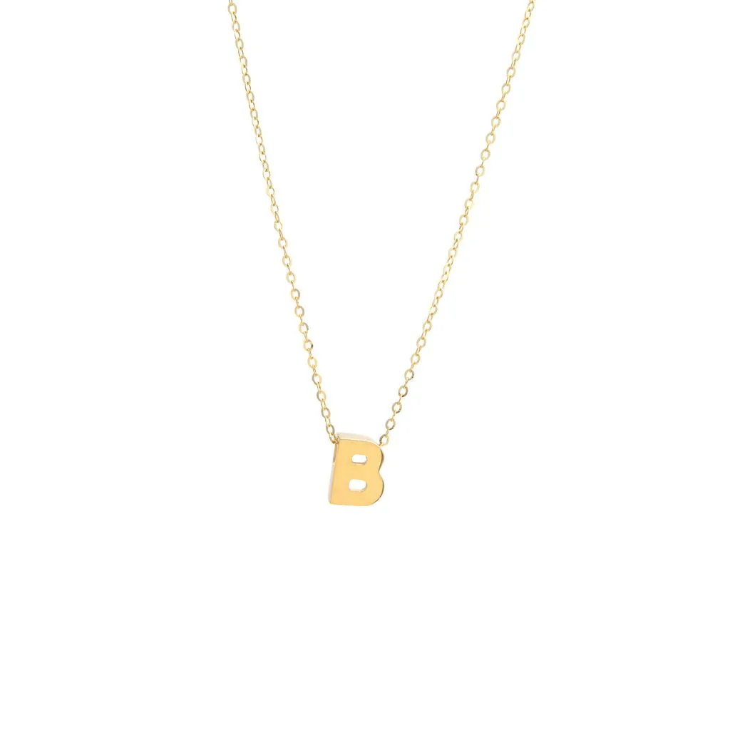 14K Y Gold initial 'B' pendant