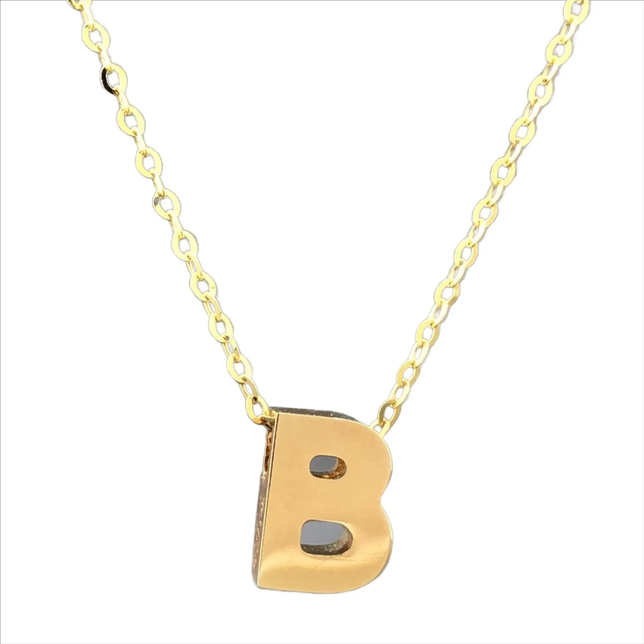 14K Y Gold initial 'B' pendant