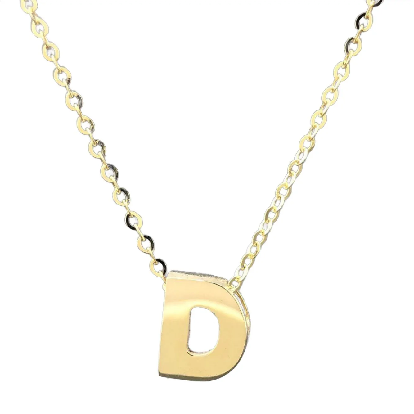 14K Y Gold initial 'D' pendant