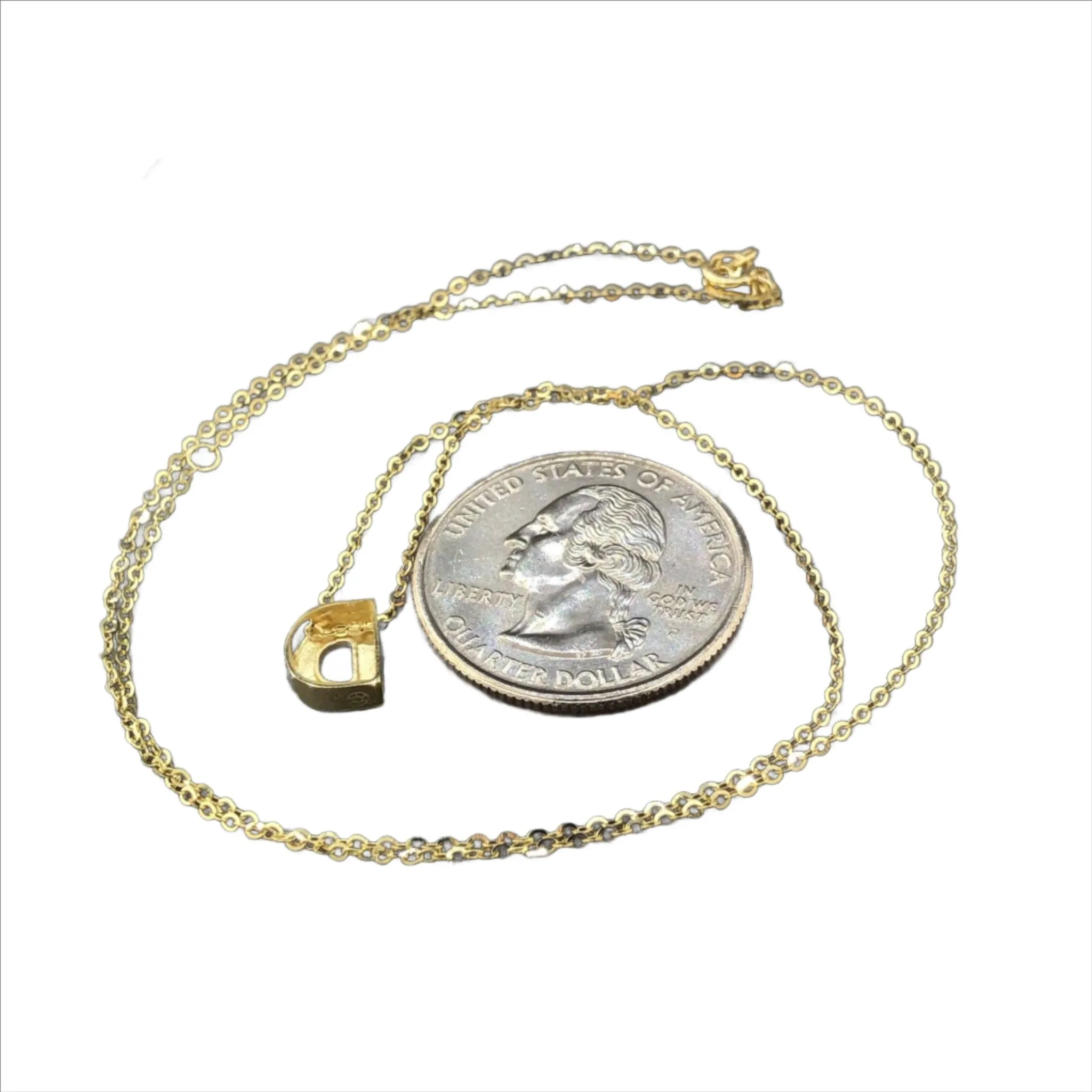 14K Y Gold initial 'D' pendant