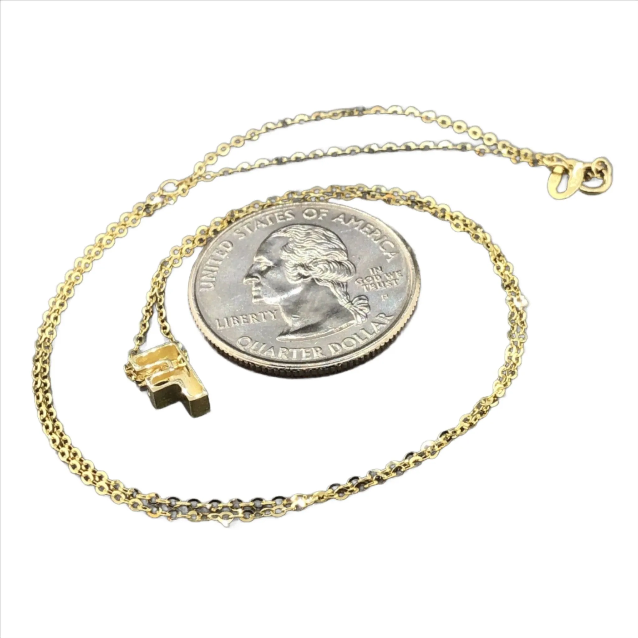 14K Y Gold initial 'F' pendant