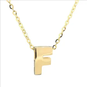 14K Y Gold initial 'F' pendant