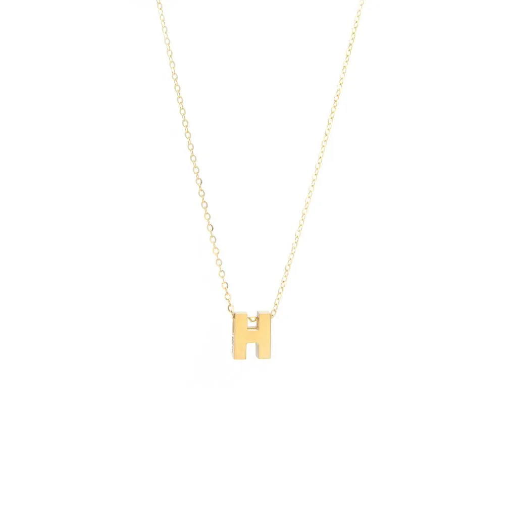 14K Y Gold initial 'H' pendant
