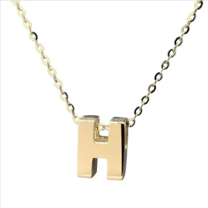 14K Y Gold initial 'H' pendant