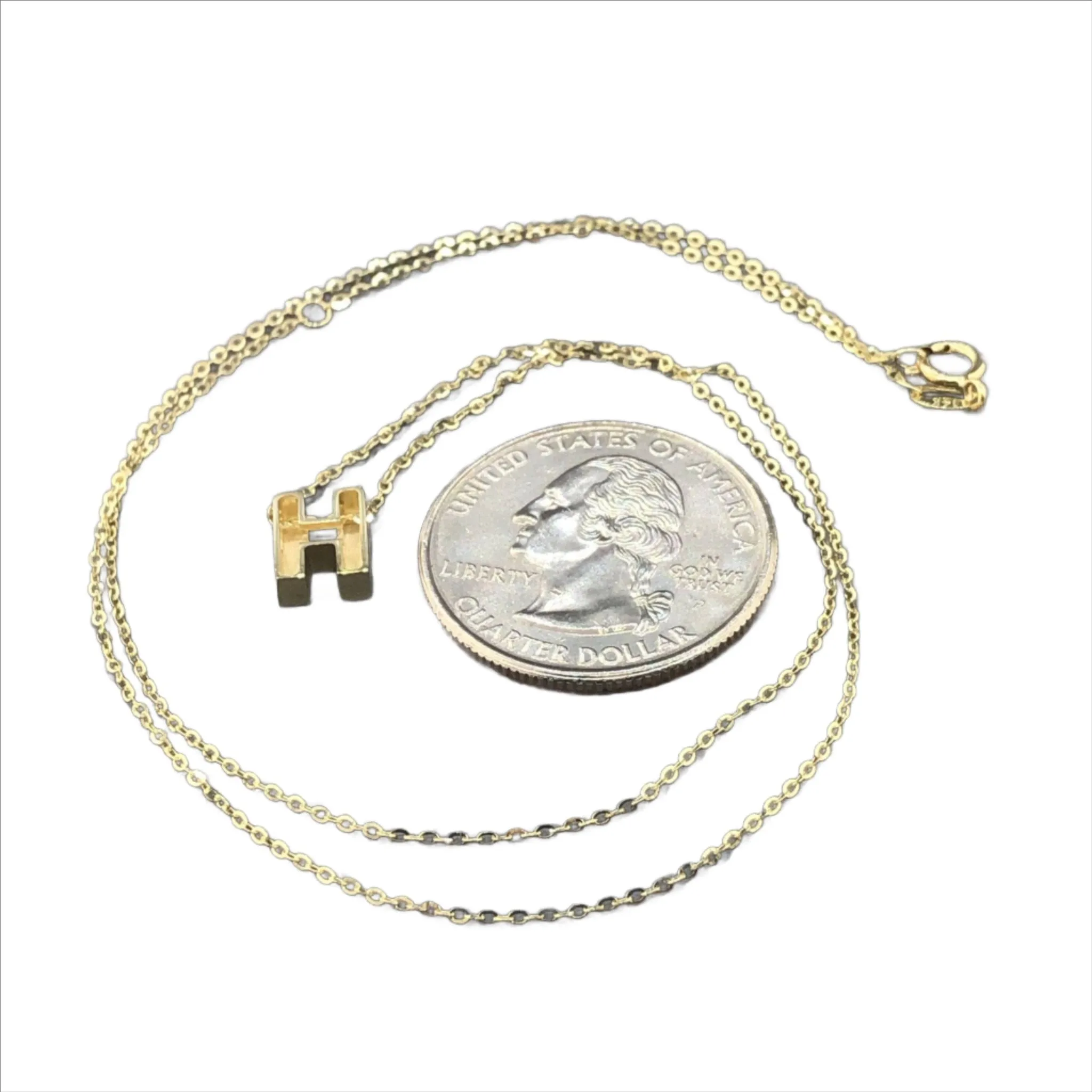 14K Y Gold initial 'H' pendant
