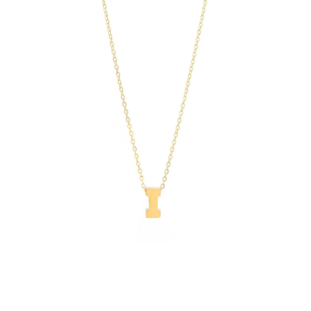 14K Y Gold initial 'I' pendant