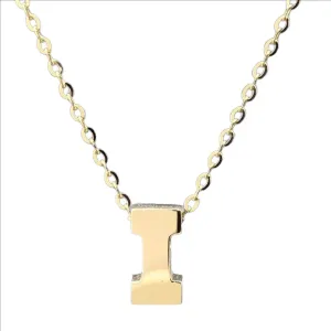 14K Y Gold initial 'I' pendant