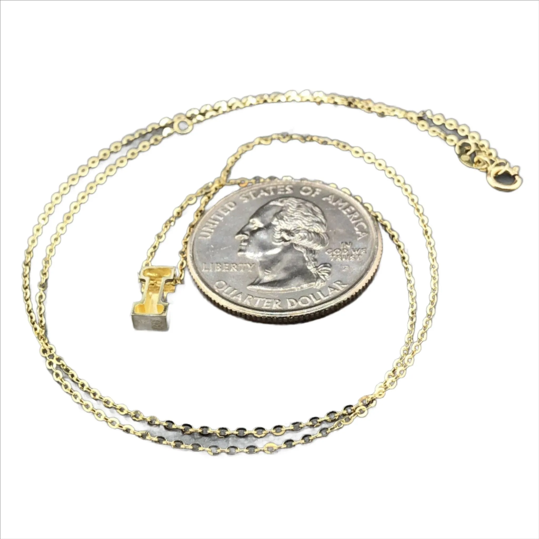 14K Y Gold initial 'I' pendant