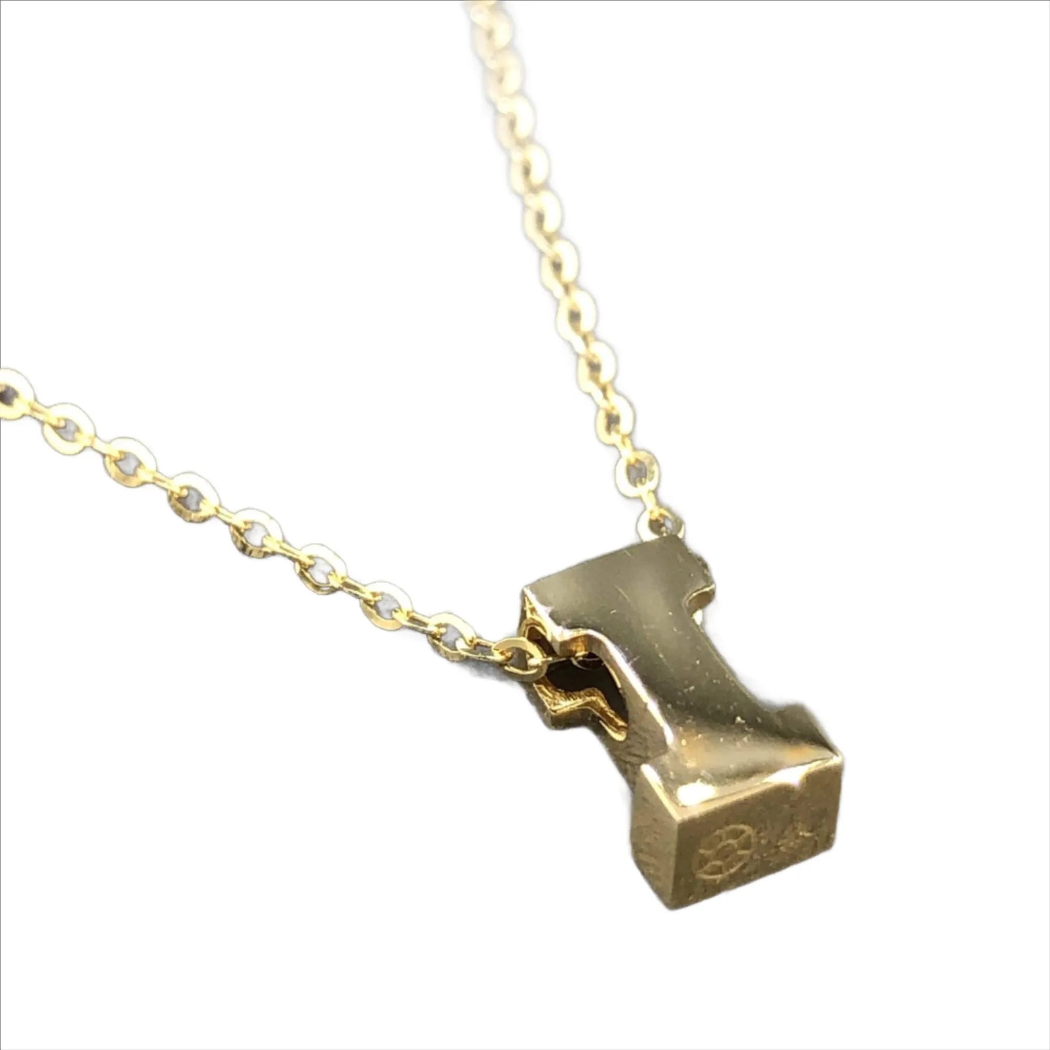 14K Y Gold initial 'I' pendant
