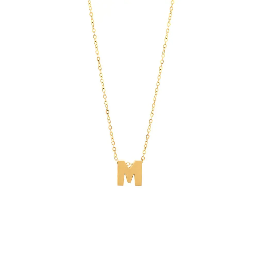 14K Y Gold initial 'M' pendant