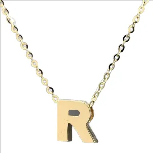 14K Y Gold initial 'R' pendant