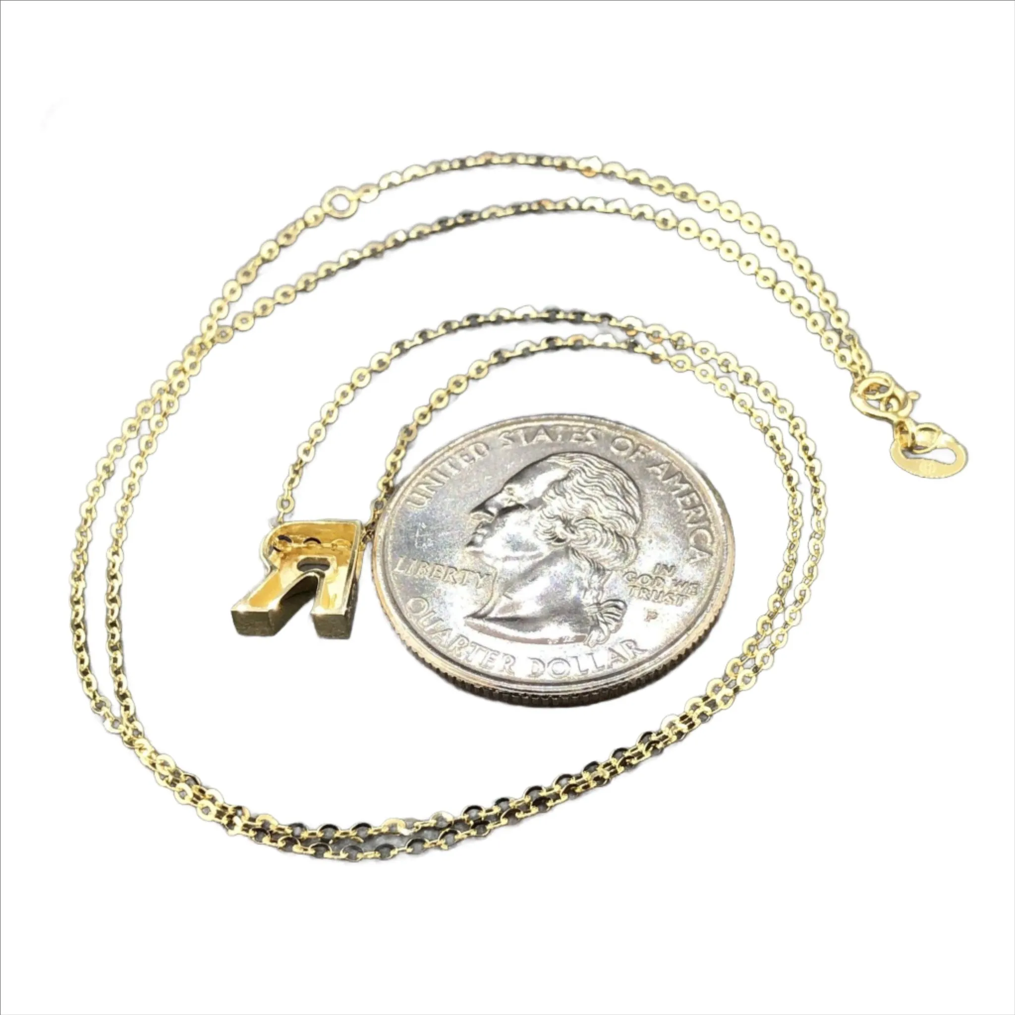 14K Y Gold initial 'R' pendant