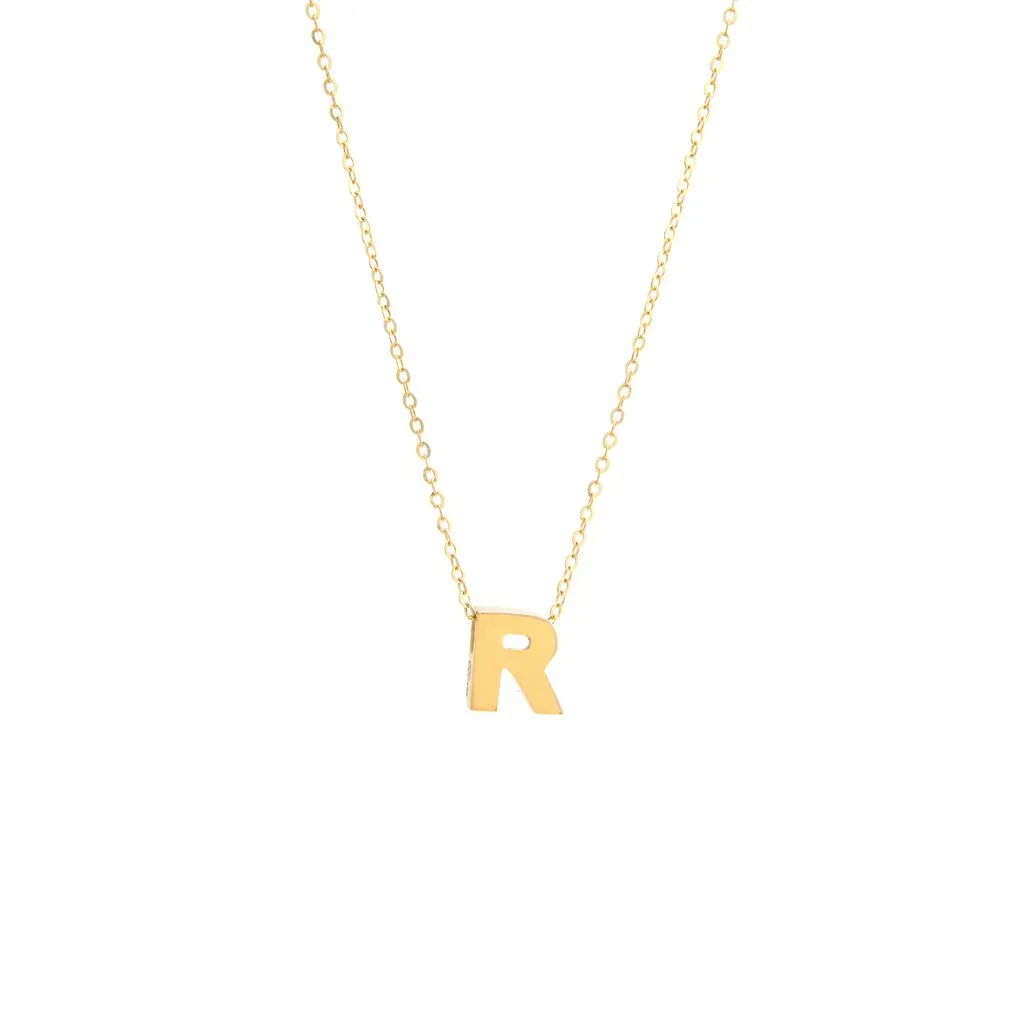 14K Y Gold initial 'R' pendant
