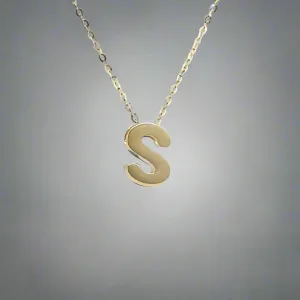 14K Y Gold initial 'S' pendant