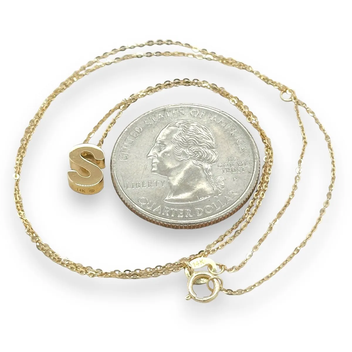 14K Y Gold initial 'S' pendant