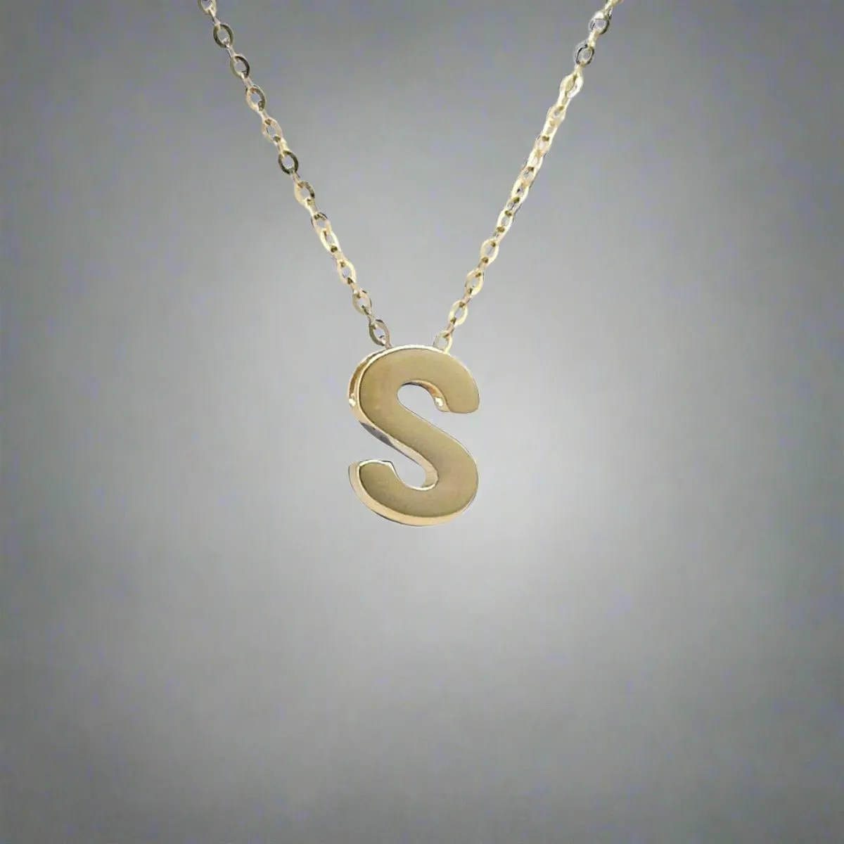 14K Y Gold initial 'S' pendant