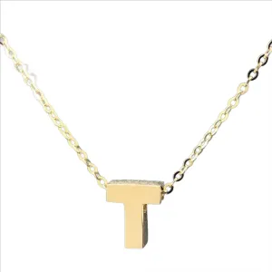14K Y Gold initial 'T' pendant