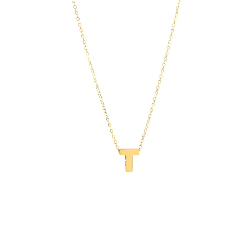 14K Y Gold initial 'T' pendant