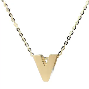 14K Y Gold initial 'V' pendant