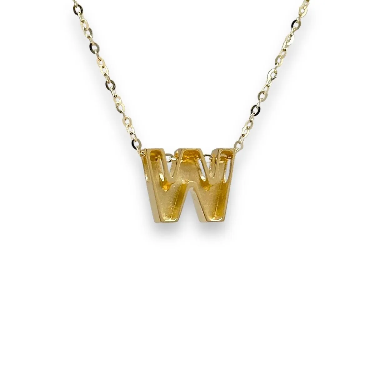 14K Y Gold initial 'W' pendant