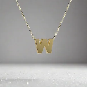 14K Y Gold initial 'W' pendant