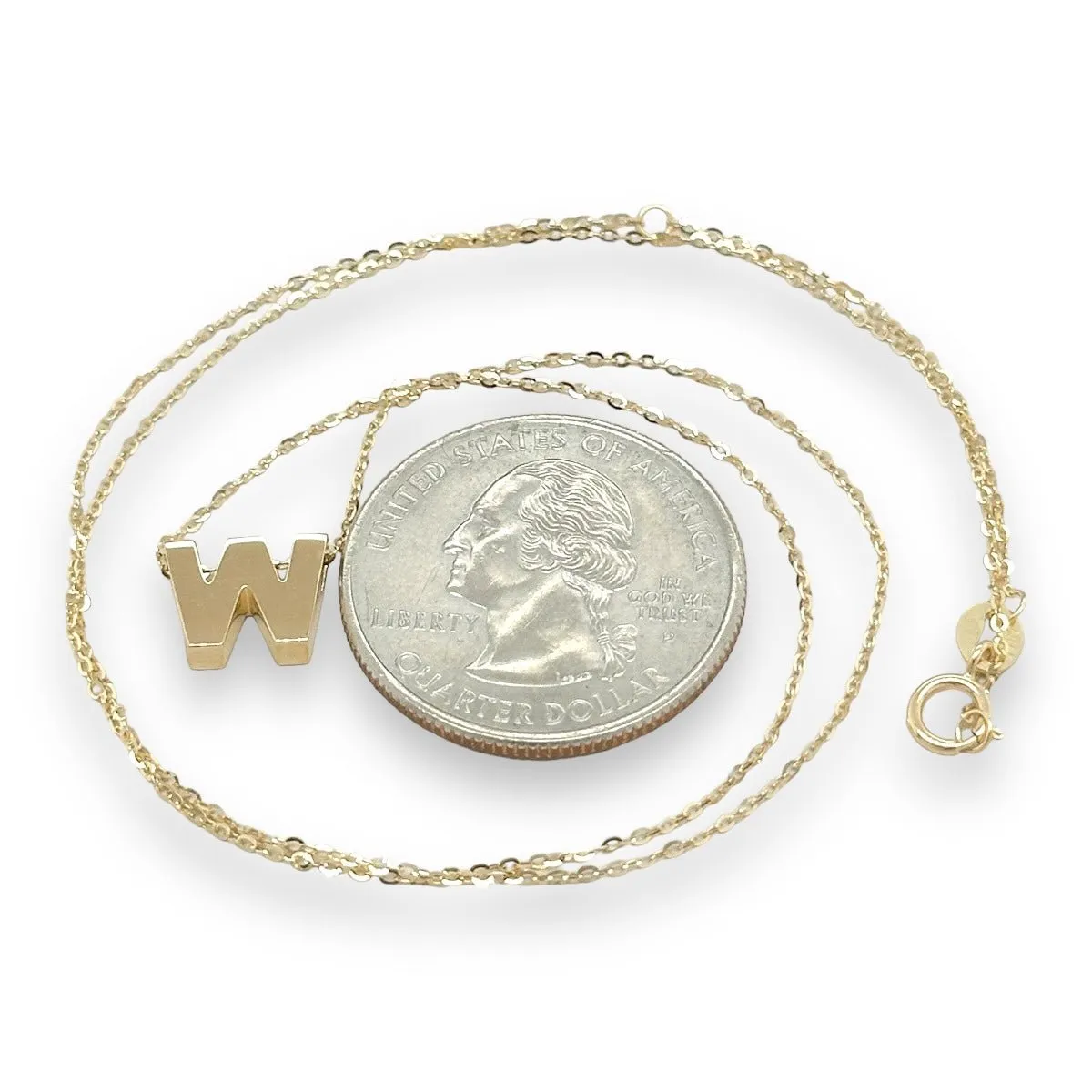 14K Y Gold initial 'W' pendant