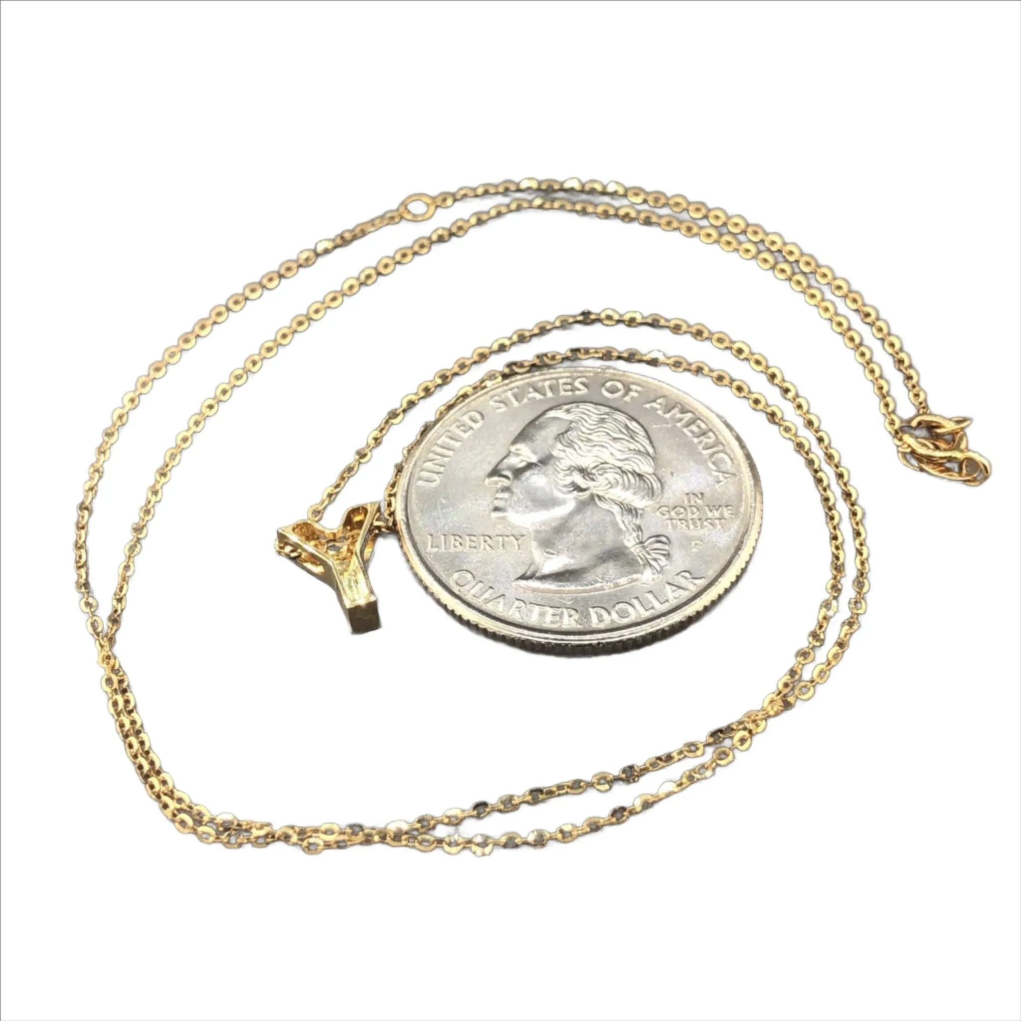 14K Y Gold initial 'Y' pendant