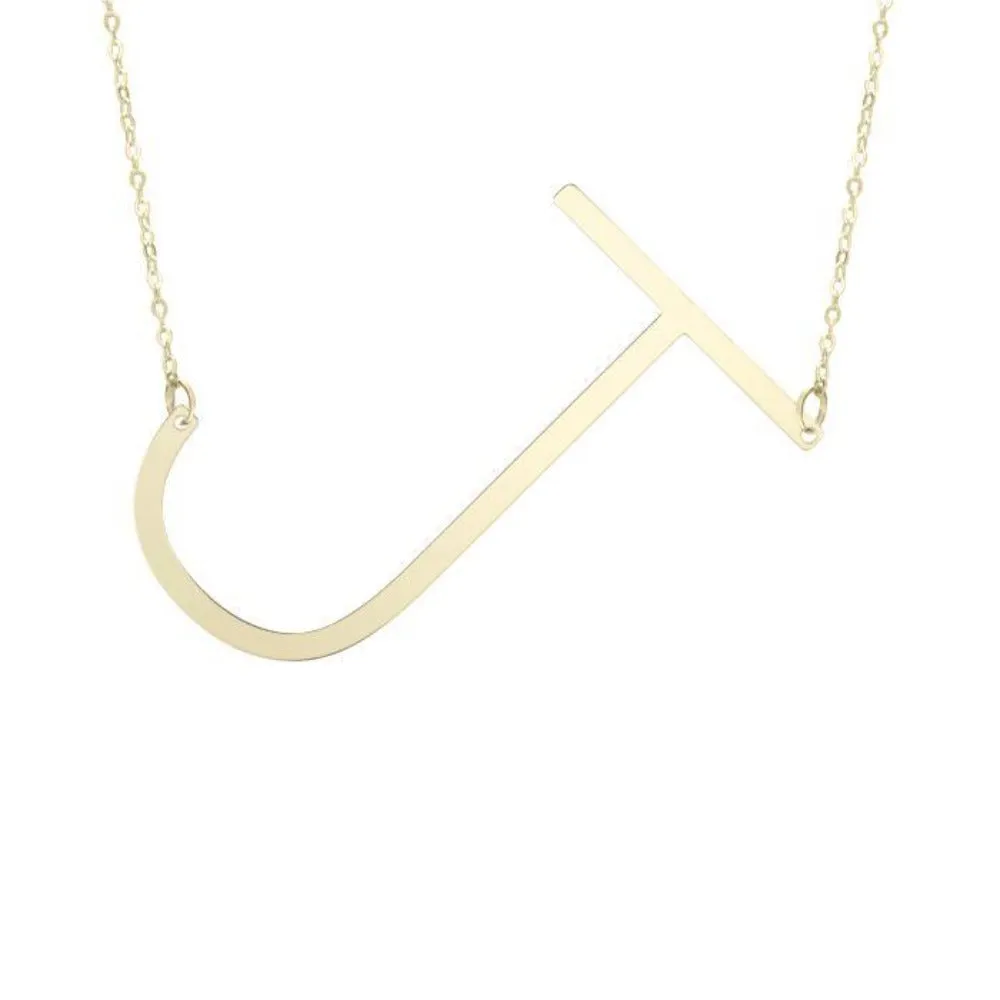 14K Y Gold Large Initial 'J' Necklace