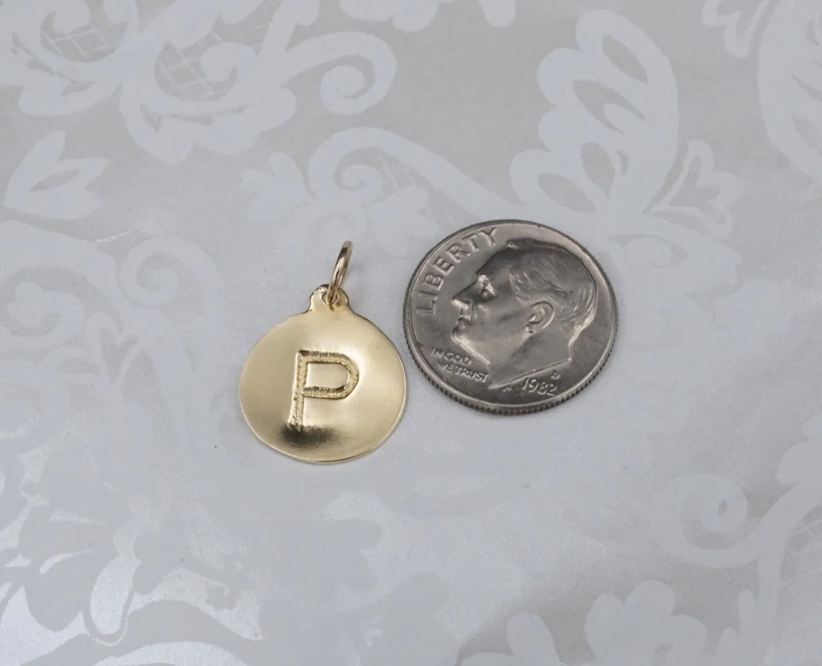 14k Yellow Gold "P" Alphabet Charm Helen Ficalora PG1909