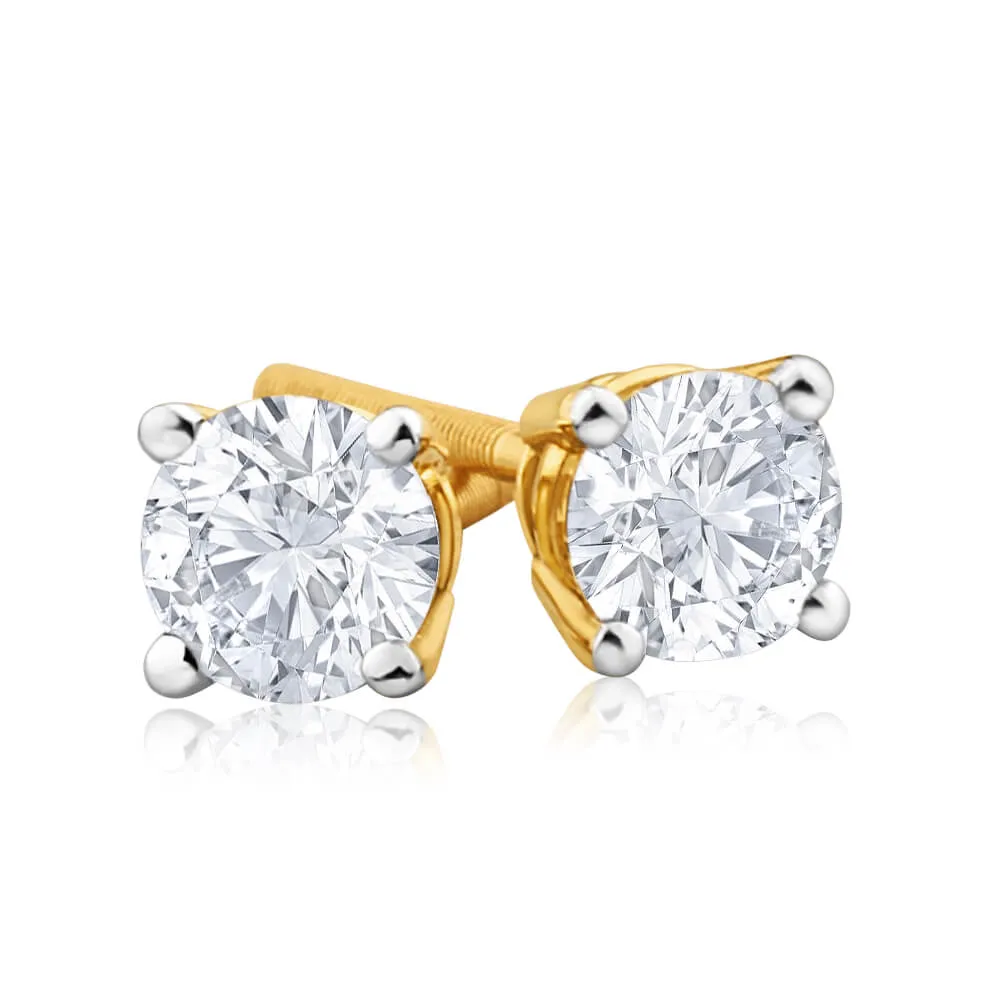 18ct Yellow Gold 0.5 Carat Diamonds Screwback Stud Earrings