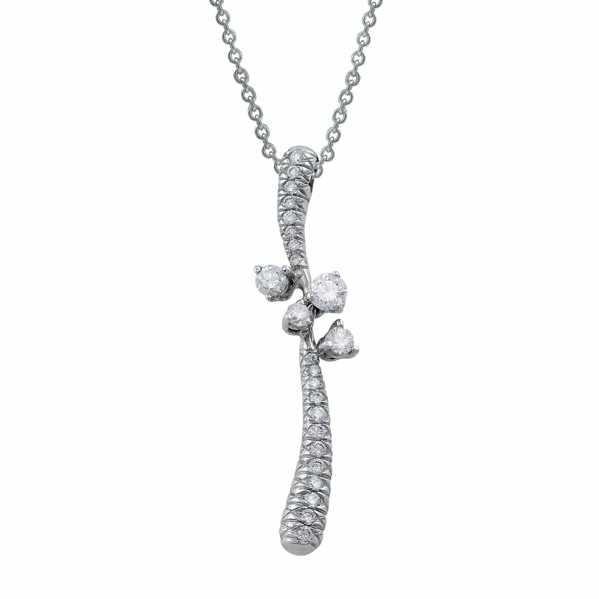 18k White Gold Diamond Free Form Pendant