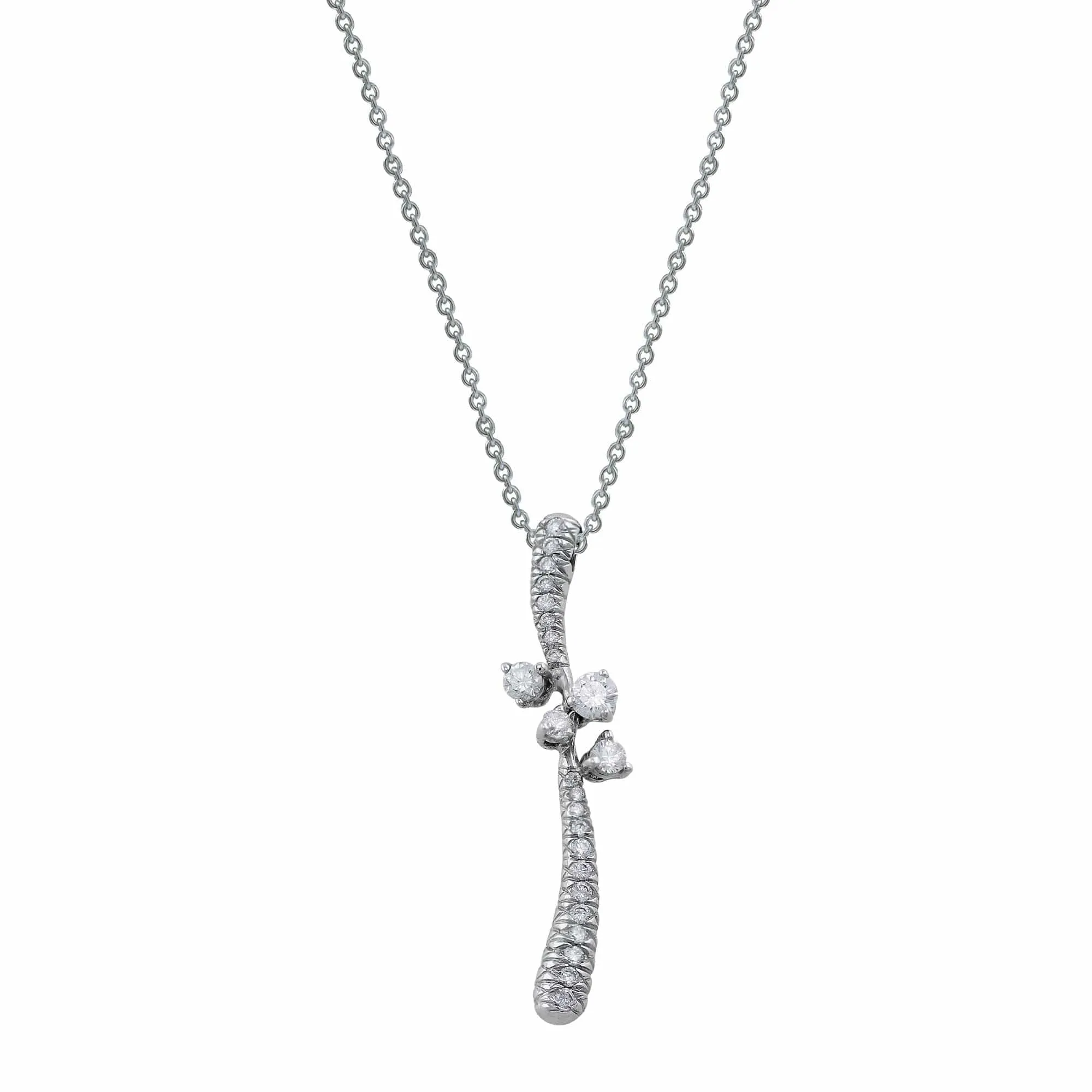18k White Gold Diamond Free Form Pendant