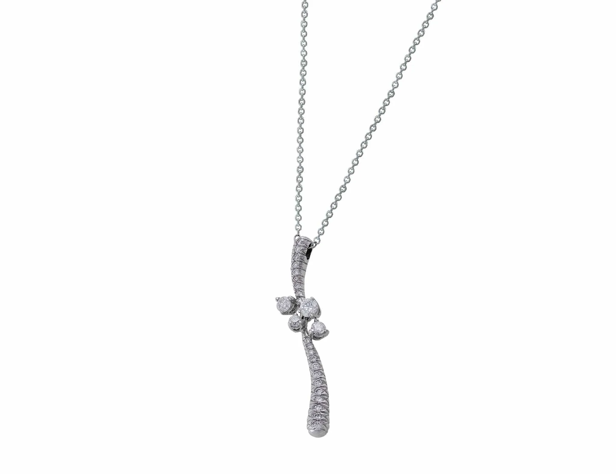 18k White Gold Diamond Free Form Pendant