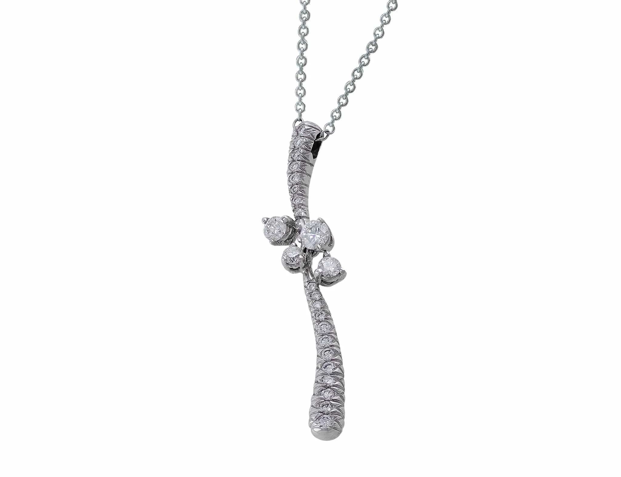 18k White Gold Diamond Free Form Pendant