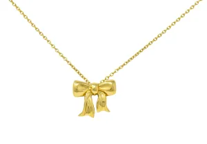 1990's Tiffany & Co. Vintage 18 Karat Gold Bow Pendant Necklace