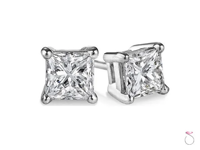 2.23ct Princess Cut Diamond Stud Earrings