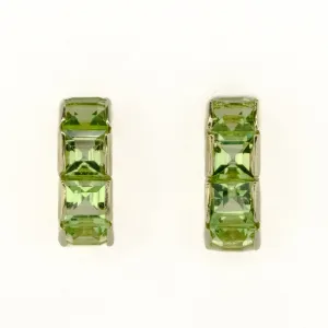 4.12ctw Emerald Cut Peridot Gemstone Earrings in 14K Yellow Gold
