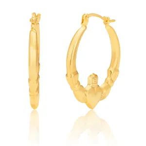 9ct Claddagh 14.5mm Hoop Earrings 9Y