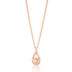 9ct Rose Gold Morganite Pendant with Diamonds