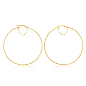 9ct Silverfilled Yellow Gold Plain 50mm Hoop Earrings