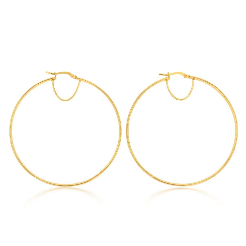 9ct Silverfilled Yellow Gold Plain 50mm Hoop Earrings